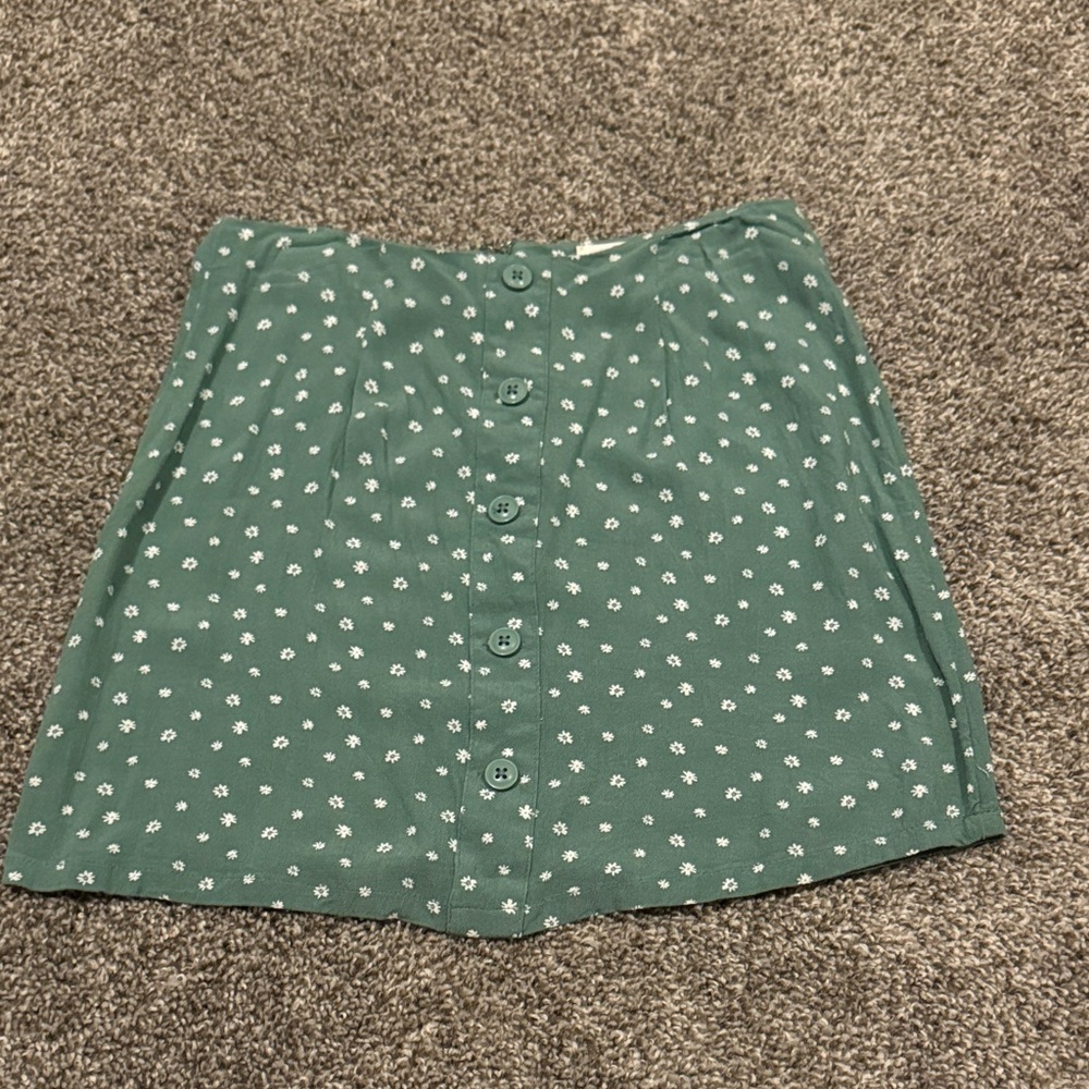 Aeropostale Teal Floral Button-Up Mini Skirt